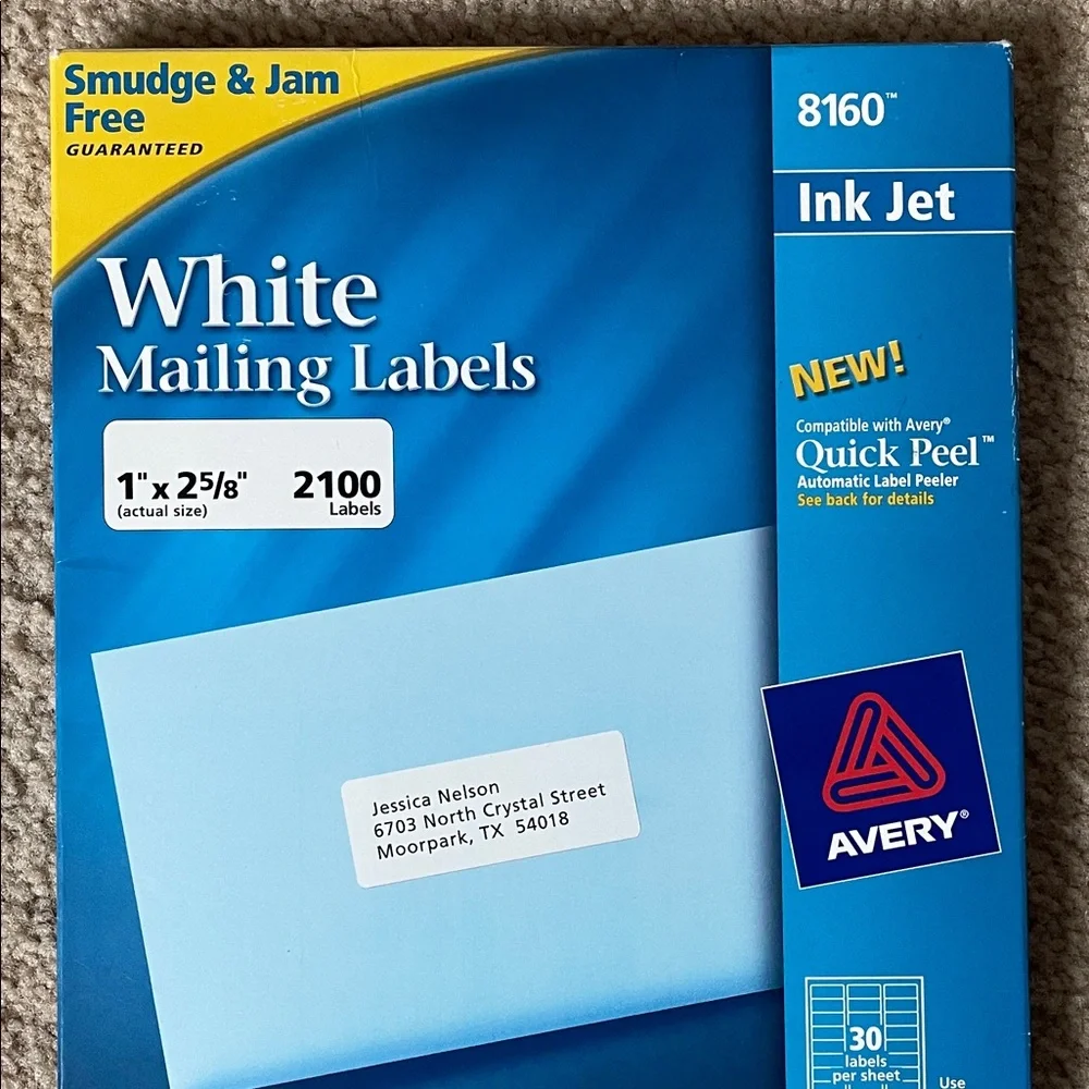 Avery Blue and White Inkjet Mailing Labels